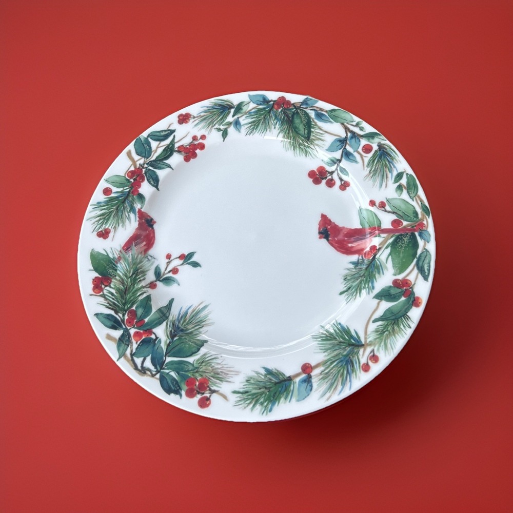 1 Mikasa WINTER CARDINAL Bone China 9" Salad Plate Christmas Holly Decorating